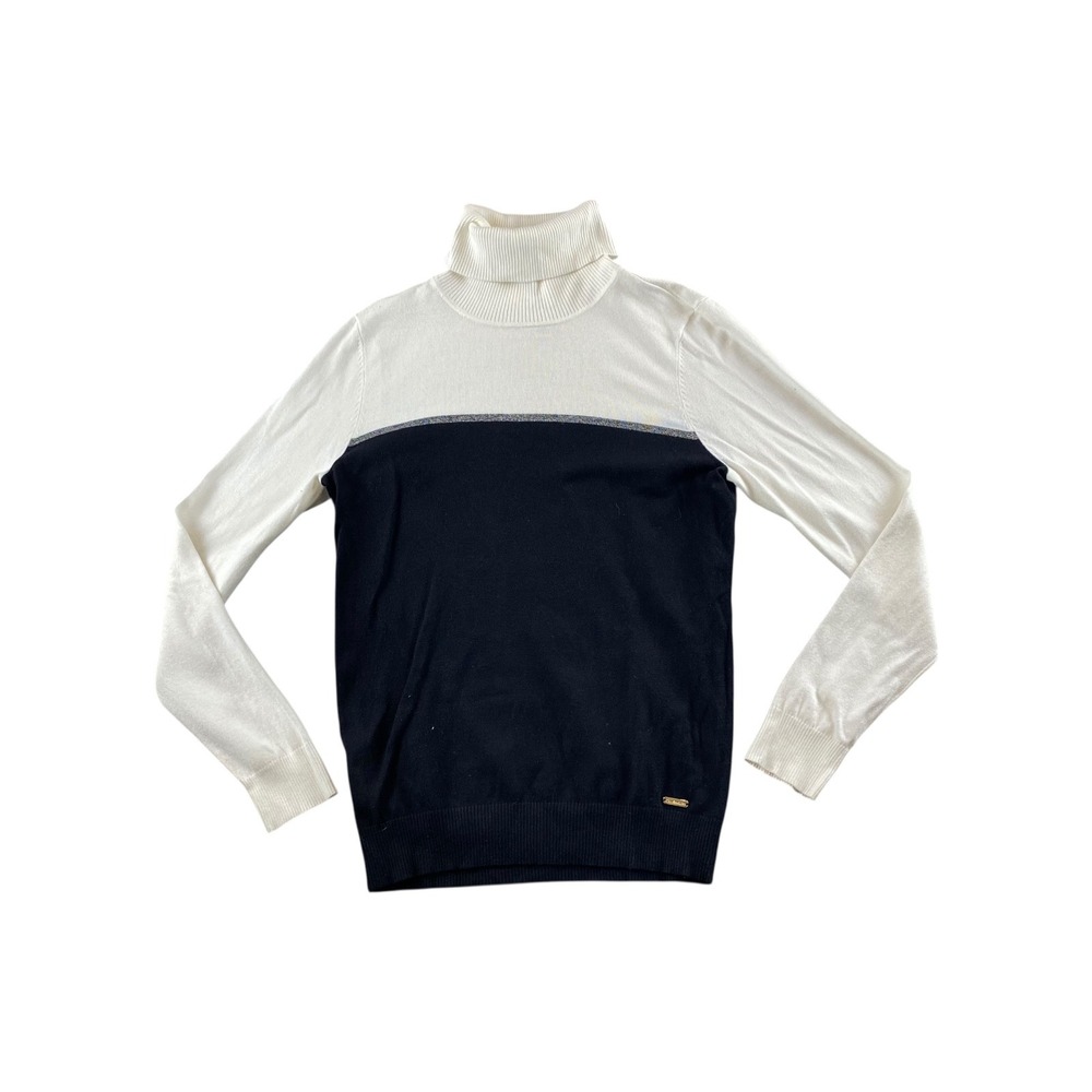 Calvin Klein Colorblock Turtleneck Sweater Long Sleeve Knit Top M M